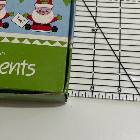 Vintage Christmas Ornament Set Wood Handcrafted 1983 Santa 4 Piece Box Tree 2.5" - Picture 15 of 16